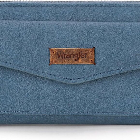 Wrangler Large Capacity Wallets Women with Wristlet and Metal Smooth Zipper - Picture 1 of 6